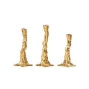 Branch Set of 3 Candlesticks, Gold Leaf