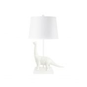 Bruno Lamp with Shade 14-inch White Linen, with Nickel, Plaster White