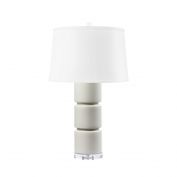 Charles Lamp with Shade 17-inch White Linen, with Nickel, Foggy Morning