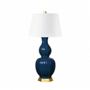 Delft Lamp with Shade, Navy Blue
