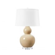 Devon Lamp with Shade 17-inch White Linen, with Nickel, Desert Sand