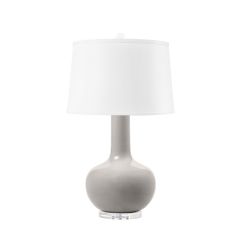 Pablo Lamp with Shade 17-inch White Linen, with Nickel, Steel Mist