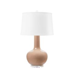 Pablo Lamp with Shade 17-inch White Linen, with Nickel, Smoked Truffle