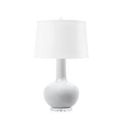 Pablo Lamp with Shade 17-inch White Linen, with Nickel, Glacial Mist