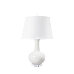 Somerset Lamp with Shade 16-inch White Linen, with Nickel, Alpine Gleam