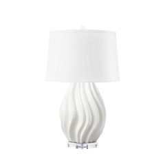 Tulum Lamp with Shade 17-inch White Linen, with Gold, Alpine Gleam