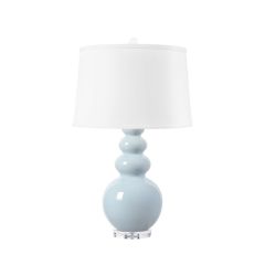 Virginia Lamp with Shade 16-inch White Linen, with Nickel, Glacial Mist