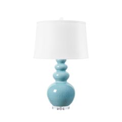 Virginia Lamp with Shade 16-inch White Linen, with Nickel, Cloud Blue