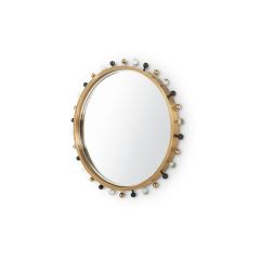 Zoe Round Mirror, Antique Brass